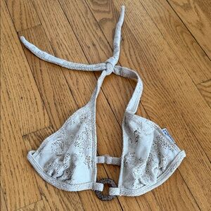 Ivory Lace Triangle Bikini Top with Ring